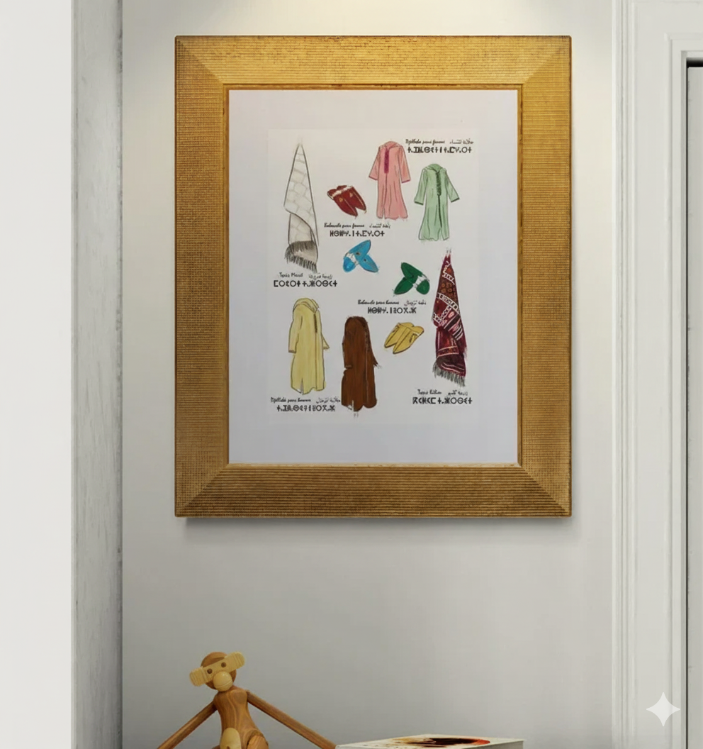 Affiche : les babouches, djellabas & tapis du Maroc